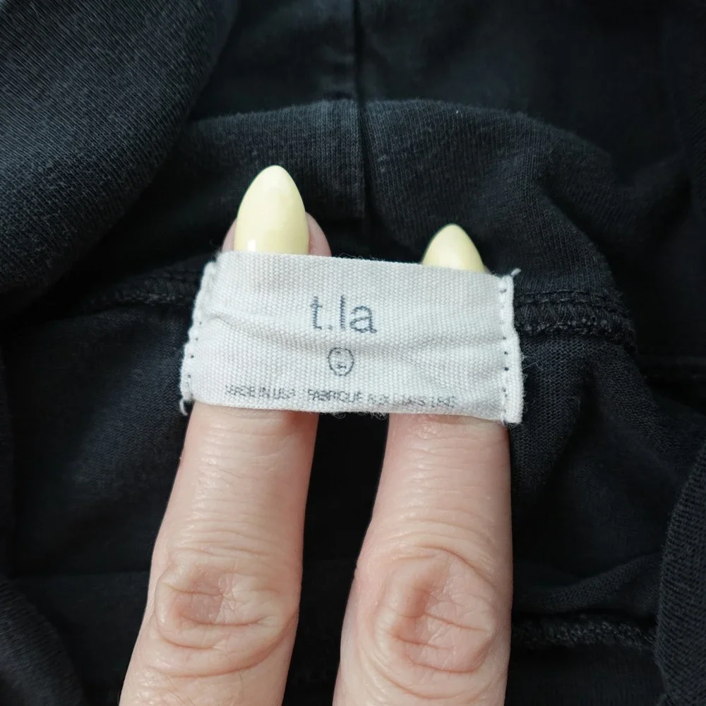 Anthropologie T.la Top Womens Large Black Turtleneck Long Sleeve Casual Pullover_3